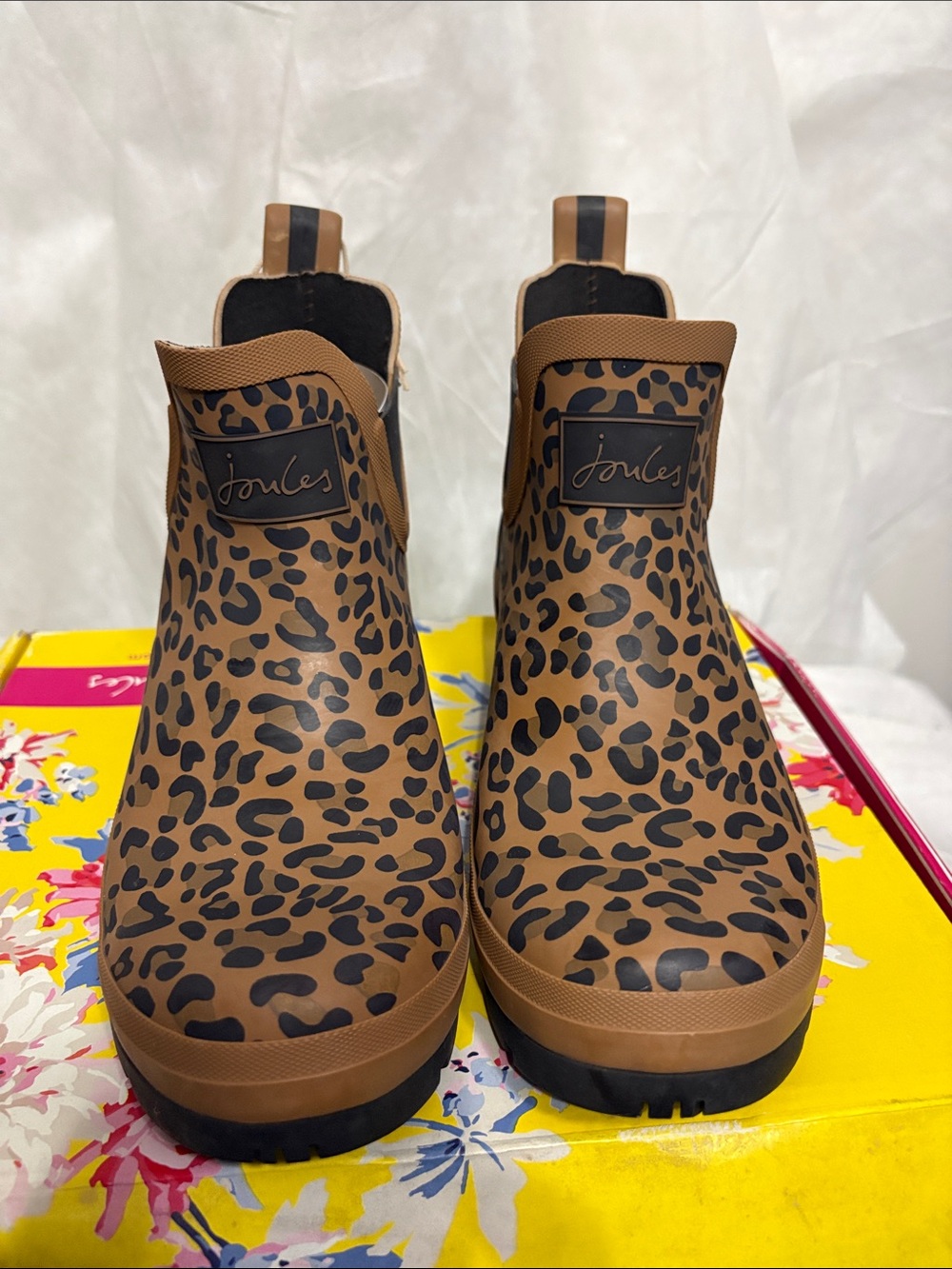 Joules Leopard Print Rain Boots size US 10 NWT